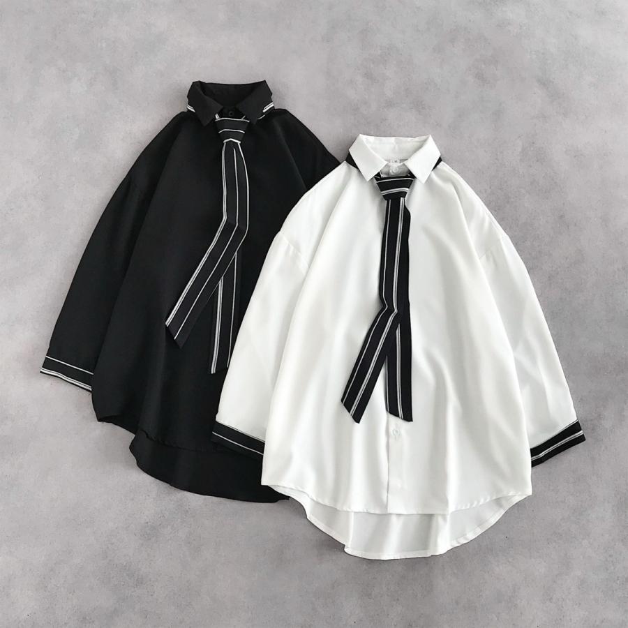 メンズ シャツ カジュアルシャツ 黒シャツ 七分袖 ネクタイ付き 春夏 ワイシャツ 男子トップス K7mesc62 Koko777 通販 Yahoo ショッピング