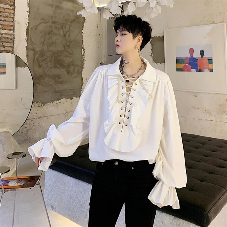 メンズ シャツ カジュアル 長袖 ダンスウェア フリル 編み上げ 舞台衣装 演奏会 パーティー クラブ 公演 発表会 イベント 男子トップス Mnzuds43 Koko777 通販 Yahoo ショッピング