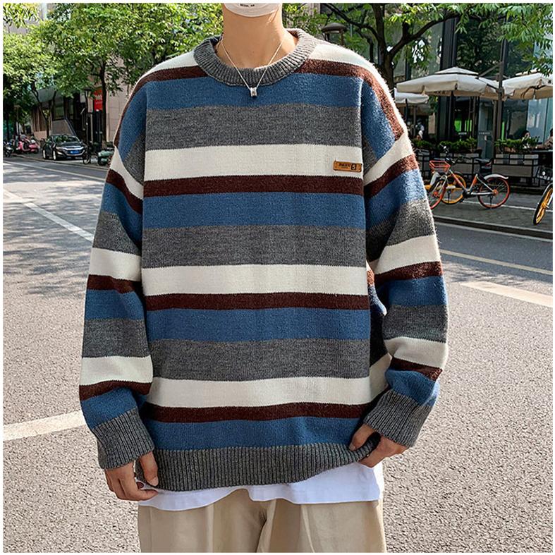 メンズ セーター ニット カットソー 上着 長袖 丸首 カジュアル ボーダー プルオーバー 男子トップス Nsmoye10a Koko777 通販 Yahoo ショッピング