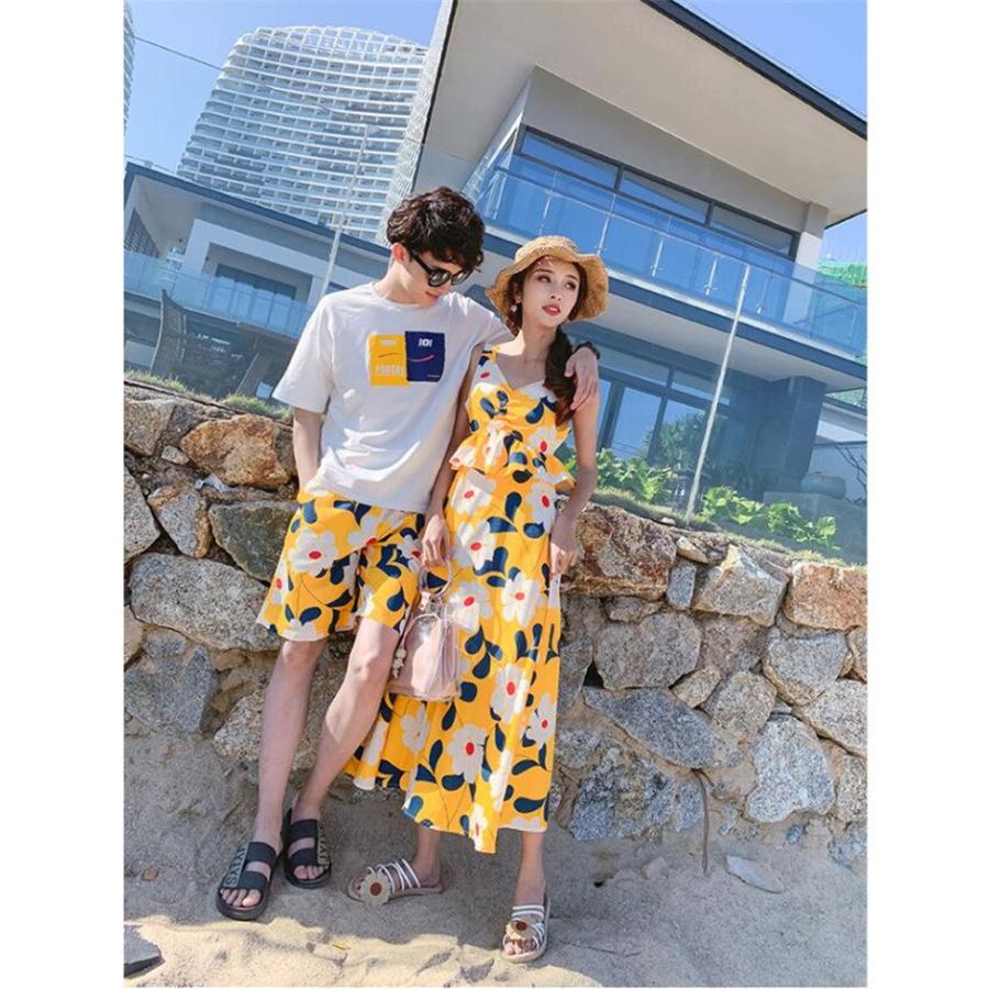 上下セット Tシャツ パンツ メンズ レディース ワンピース 夏 男女お揃い 花柄 カジュアル ビーチウェア 旅行 Ycptz35 Koko777 通販 Yahoo ショッピング