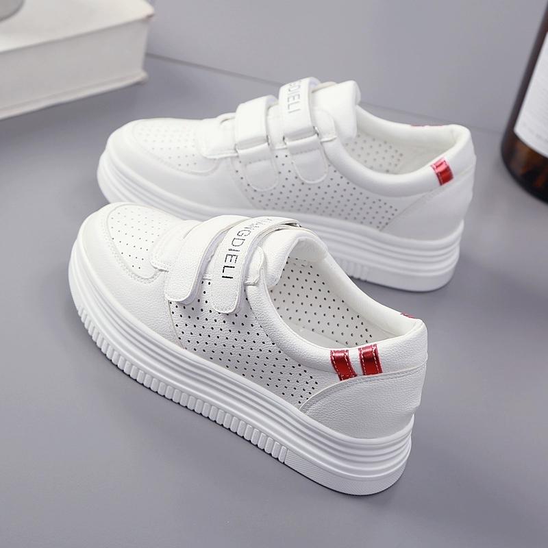 スニーカー レディース 厚底シューズ カジュアル マジックテープ ウォーキング スポーティ 白 通気 女子 オシャレ靴 Yfbxx Koko777 通販 Yahoo ショッピング