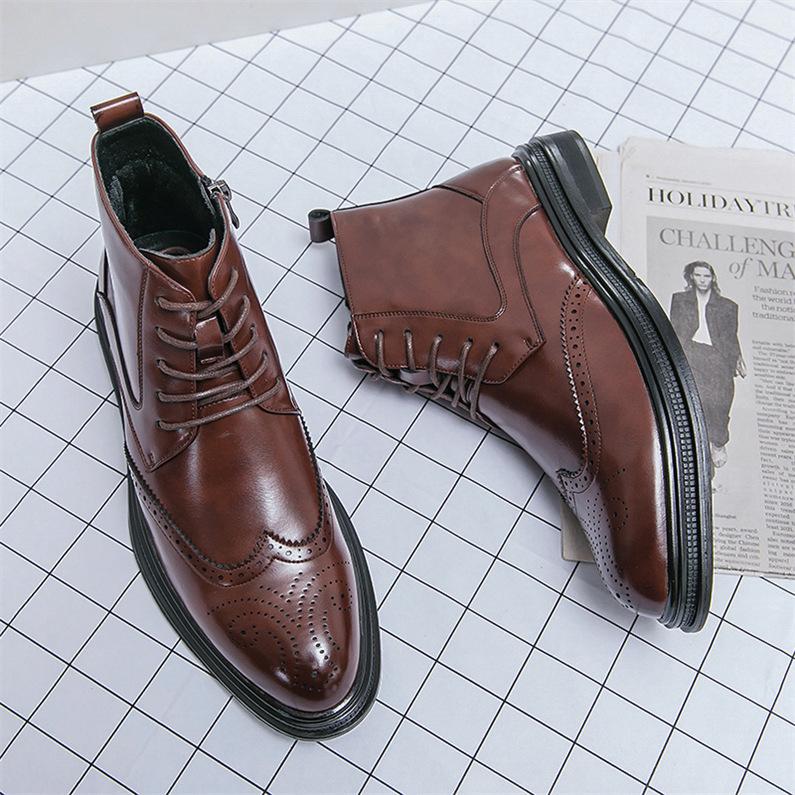 Brogue ブローグブラウン スエード ショートブーツ