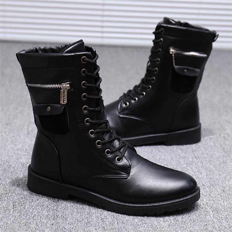 ブーツメンズ ミリタリーブーツ ミドル ワーク 紳士靴 編み上げブーツ