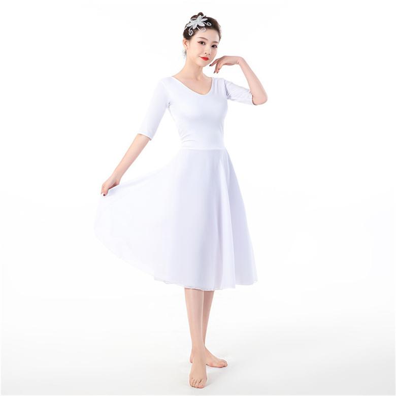 ワンピース レディース ロングドレス ダンスウエア ひざ丈 白 赤 舞台