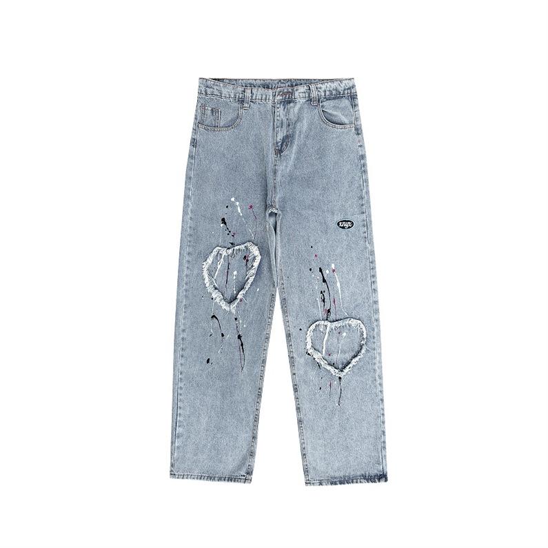 ジーンズ メンズ ジーパン デニムパンツ ロングパンツ カジュアルズボン ハート 落書 ストレート 青少年 Gパン ヒップホップ 春秋 男子ボトムス |  | 07