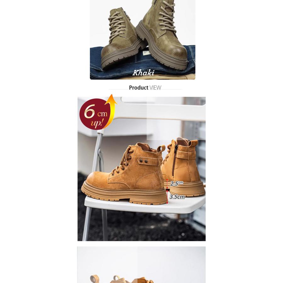 メンズ ブーツ ショートブーツ 本革 サイドジッパー ゴツい ワーク