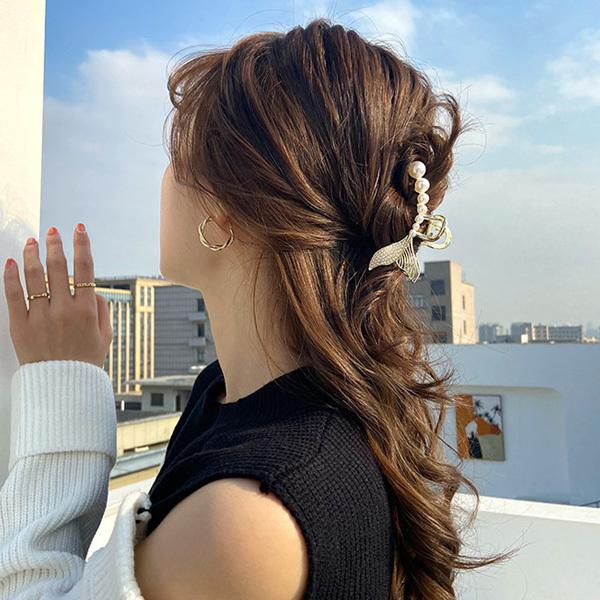 ヘアクリップ マーメイド パール 人魚 ゴールド ヘアアクセサリー ヘアアレンジ 髪飾り かわいい 簡単アレンジ 送料