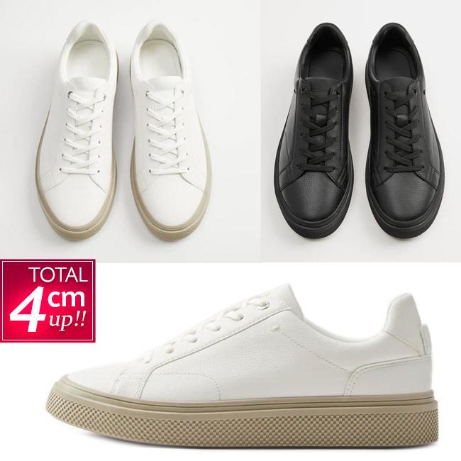 スニーカー メンズ 新作 レースアップ ベーシック シンプル オールホワイト 白 オールブラック ブラック 4cm身長up 送料無料 Cx Ws300 Kokoa 通販 Yahoo ショッピング