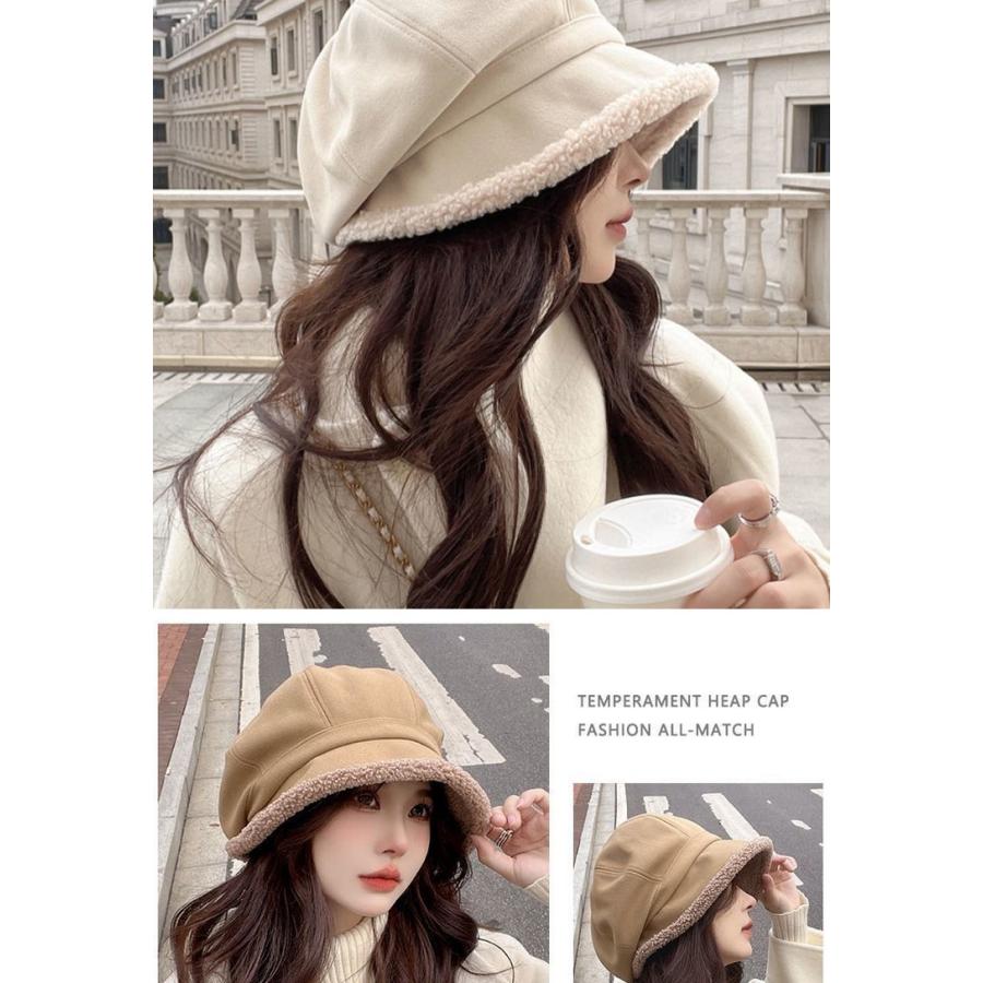 帽子 レディース キャスケット 目深 可愛い おしゃれ ボア素材