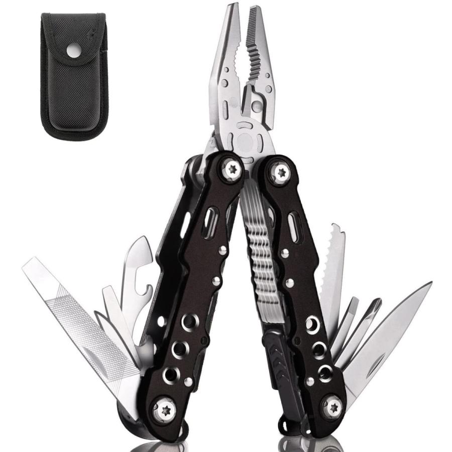 マルチツール 多機能型ナイフ サバイバルツール プライヤー アウトドア 多目的高機能 登山 防災 多機能工具 折りたたみ 専用ケース付き ナイ