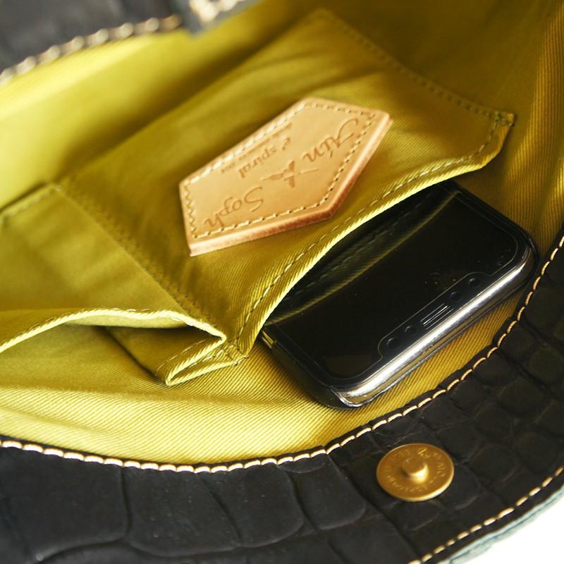 Ain Soph soph アインソフ クロコ型押し レザートートバッグ ダーク 