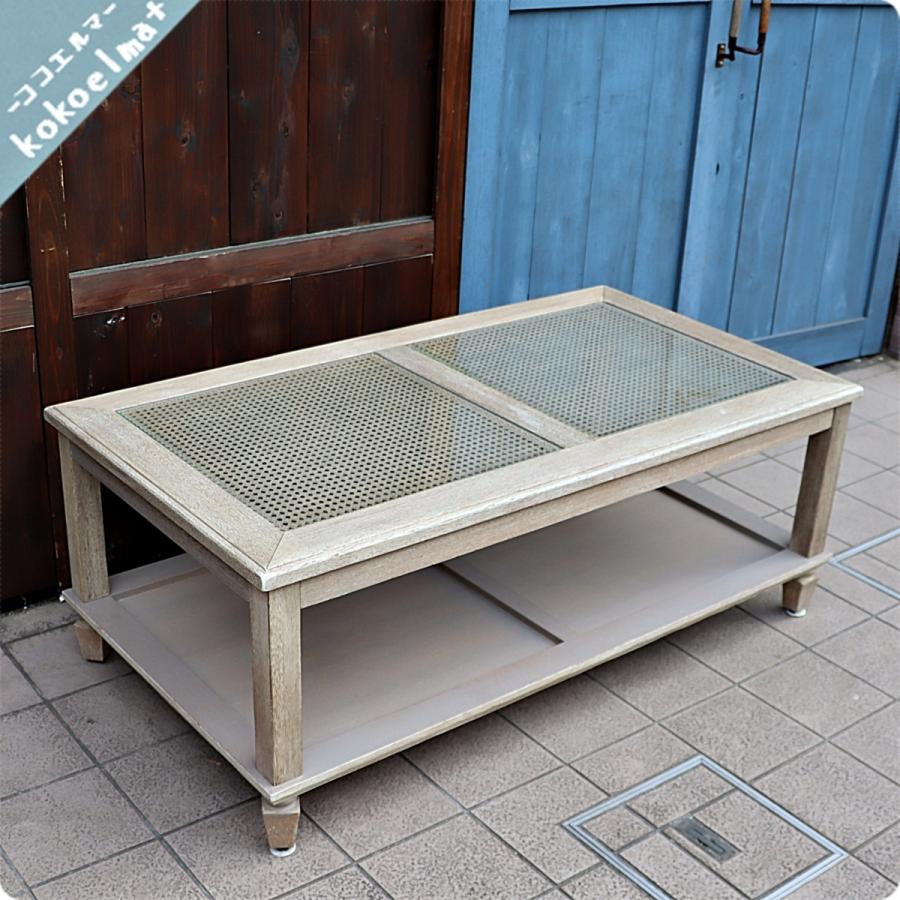 Pottery Barn ポッタリーバーン ガラス リビングテーブル コーヒーテーブル フレンチシャビー コーヒーテーブル アメリカ