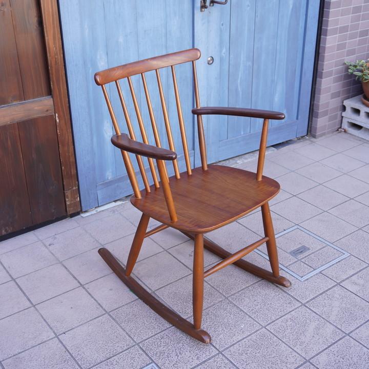 デンマーク チーク材 ロッキングチェア 北欧家具 ヴィンテージ 木製  