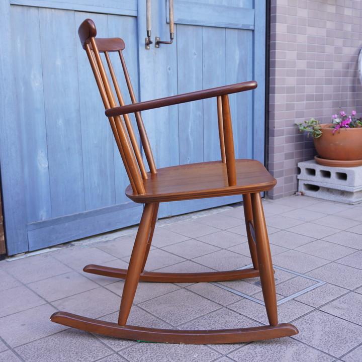 デンマーク チーク材 ロッキングチェア 北欧家具 ヴィンテージ 木製  