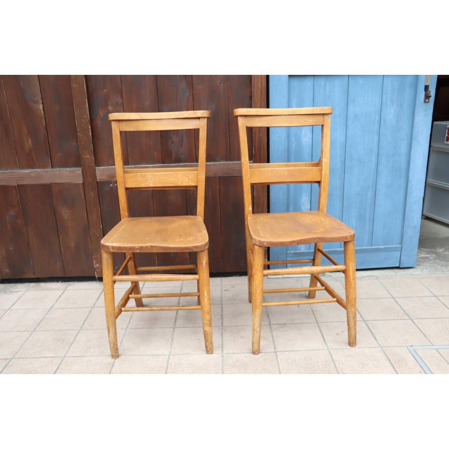 英国アンティーク家具 エルム材 チャーチチェア 2脚セット ダイニング