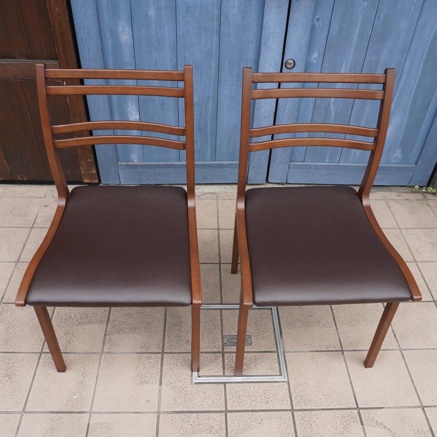 中古 美品 高級家具メーカー 富士ファニチア アームレスチェア ダイニングチェア 2脚セット 軽量 国産 椅子 3S235241 中古 美品 高級家具メーカー 富士ファニチア アームレスチェア