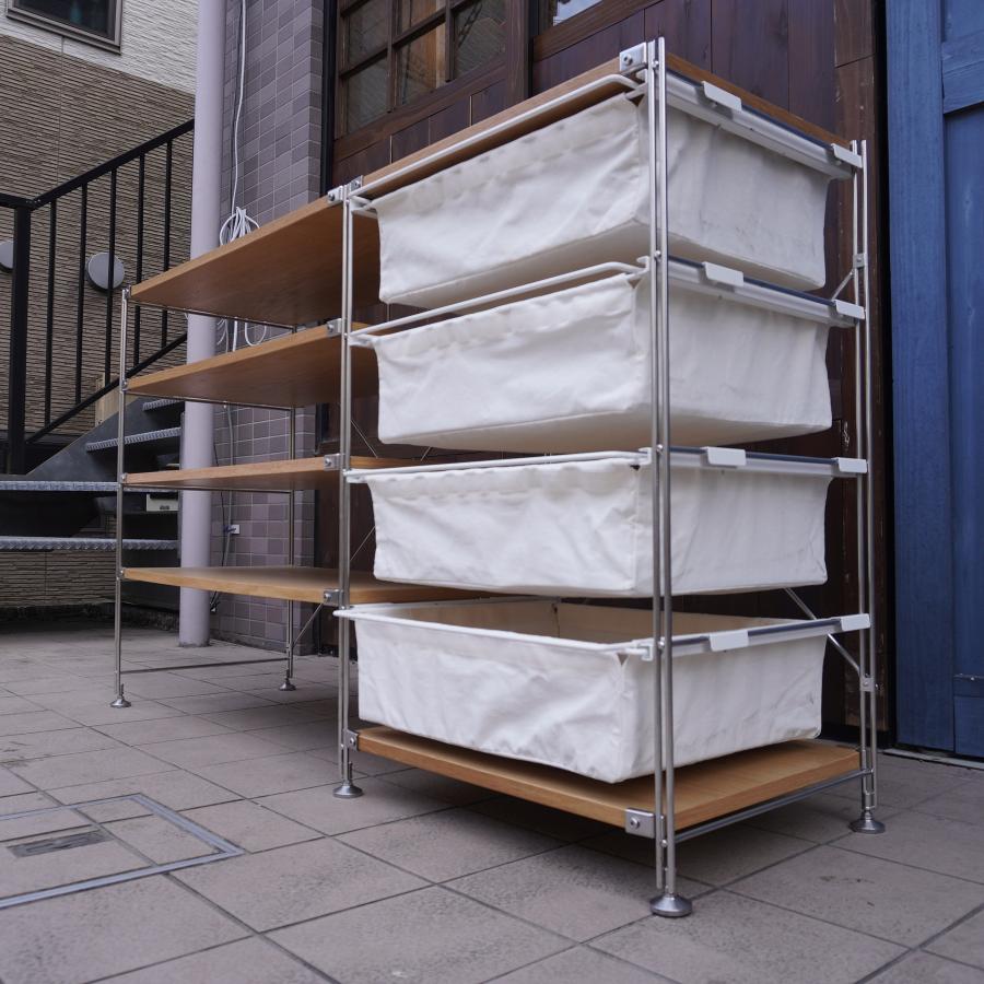 無印良品 MUJI オーク材 4段ステンレスユニットシェルフ 2列 無印良品 MUJI オーク材 4段ステンレスユニットシェルフ 2列