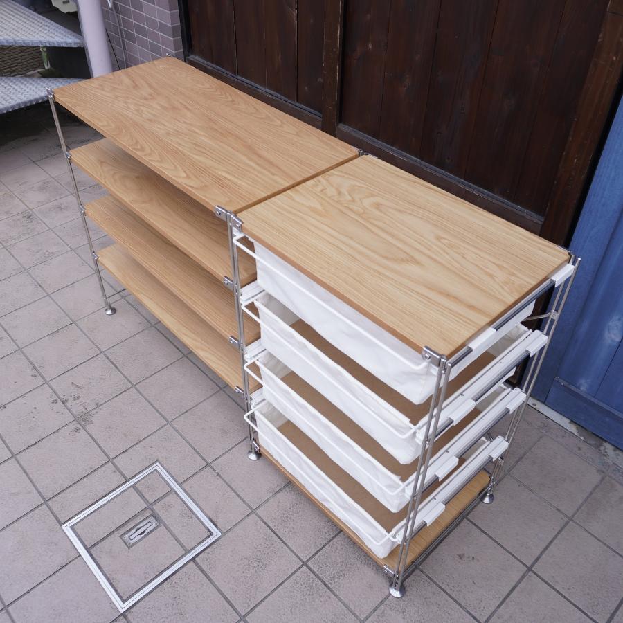 無印良品 MUJI オーク材 4段ステンレスユニットシェルフ 2列 無印良品 MUJI オーク材 4段ステンレスユニットシェルフ 2列