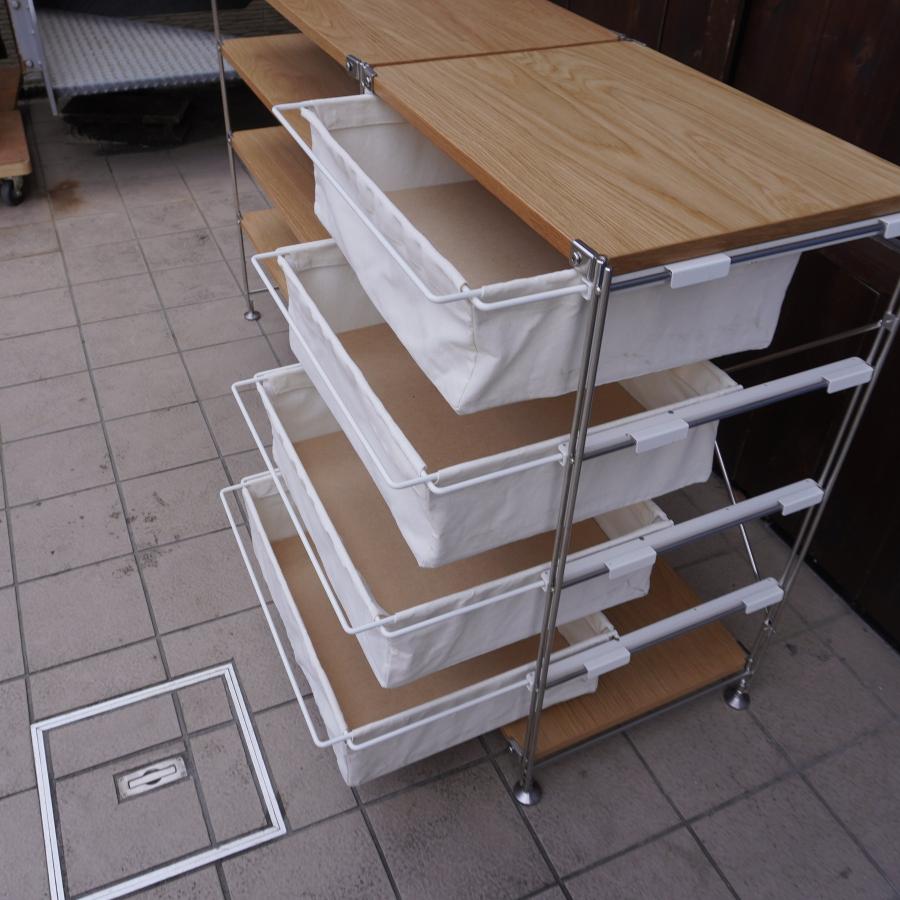 無印良品 MUJI オーク材 4段ステンレスユニットシェルフ 2列 無印良品 MUJI オーク材 4段ステンレスユニットシェルフ 2列