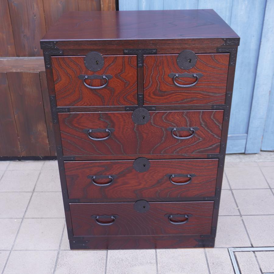 江戸民芸 和箪笥 時代箪笥 和タンス 和家具 チェスト 鍵付き 民芸家具