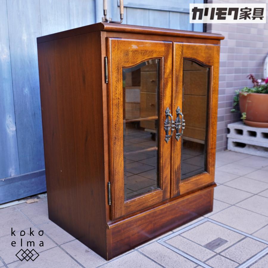 karimoku カリモク コロニアル キャビネット ガラス扉 QC1915 キャビネット 幅60cm QC1915 コロニアルウォールナット 通販