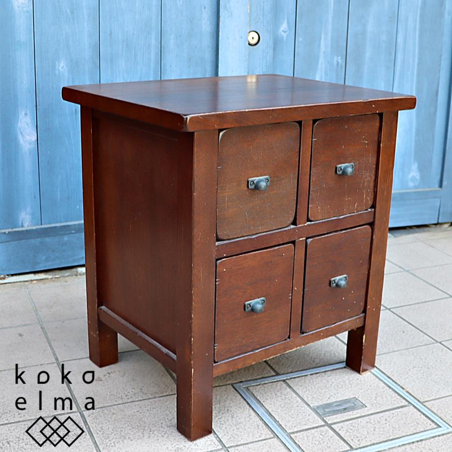 pottery barn ポッタリーバーン 2段4杯ミニチェスト キャビネット コンパクト シンプル レトロ 収納 アメリカ ナイトテーブル