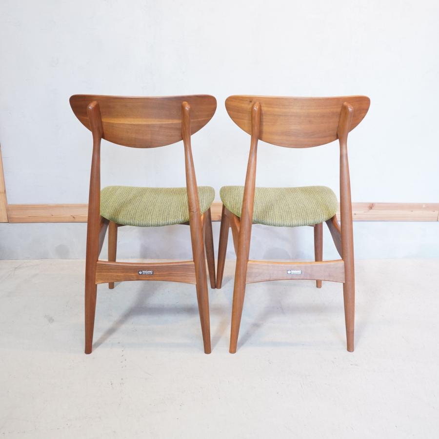 北欧レトロ ナガノインテリア 天然木 ダイニングチェア 2脚セット ビンテージ 北欧レトロ ナガノインテリア 天然木 ダイニングチェア 2脚