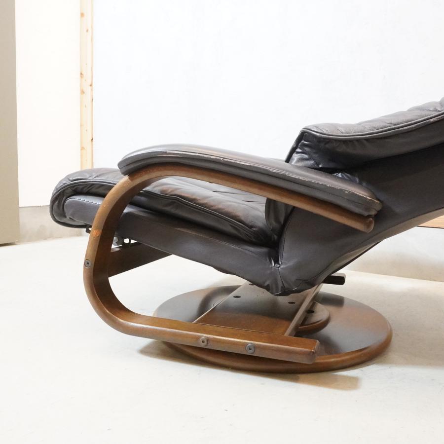 富士ファニチア】パーソナルチェア本革レザーリクライニングオットマン