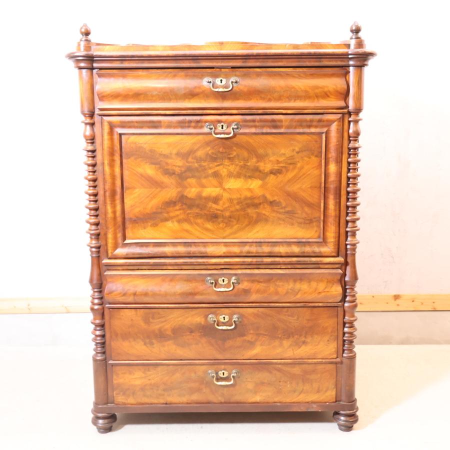 英国アンティーク マホガニー材 ライティングビューロー チェスト