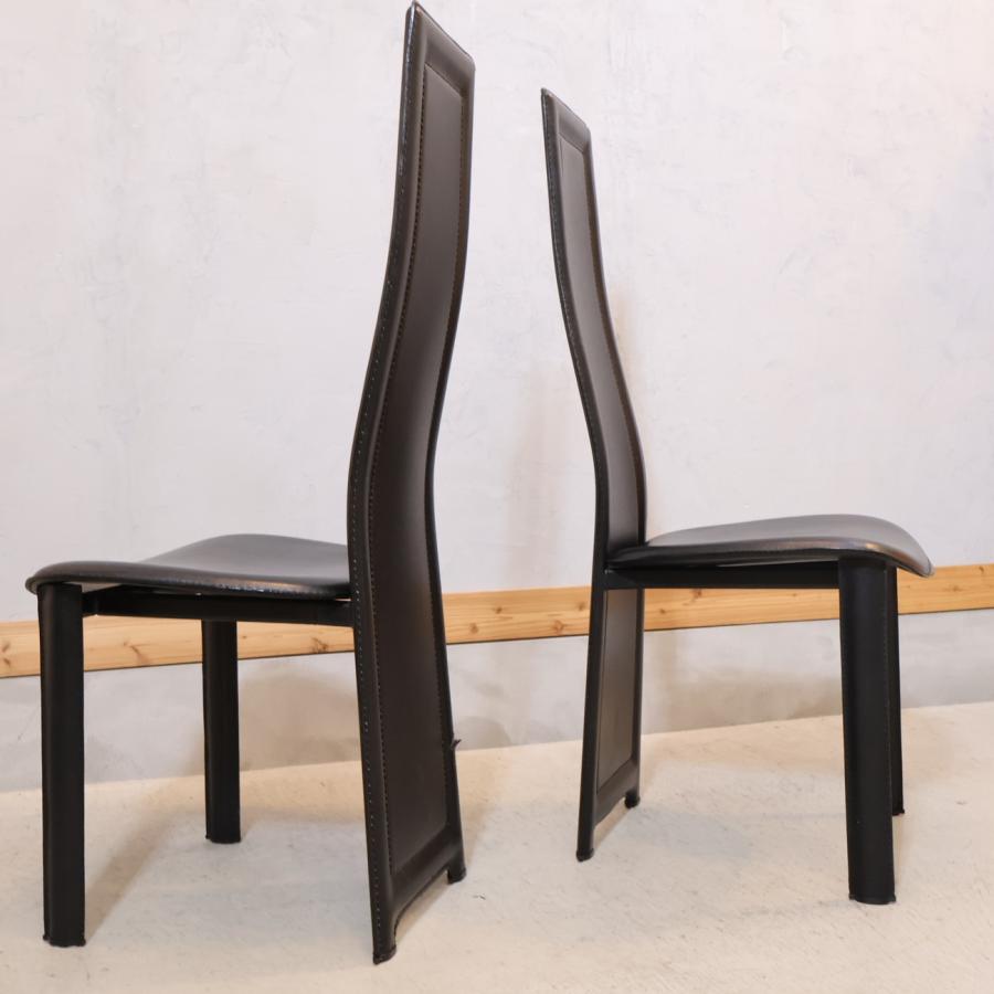 IDC OTSUKA 大塚家具 ダイニングチェア 2脚セット 本革 アームレス 