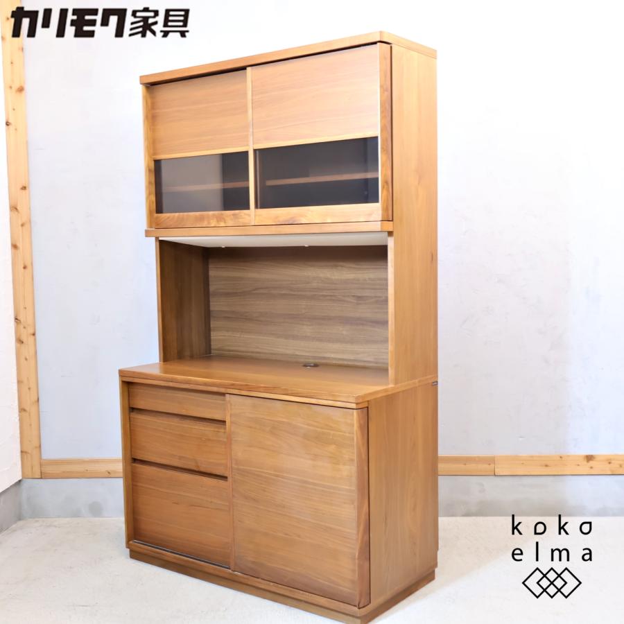 karimoku(カリモク家具)のウォールナット材 キッチンボード ET4415MHです。シンプルでスッキリとしたフォルムのダイニングボードは北欧スタイルやナチュラルテイストインテリアにもおすすめ！ karimoku カリモク ナチュラル ウォールナット材 食器棚 ET4415MH 引戸