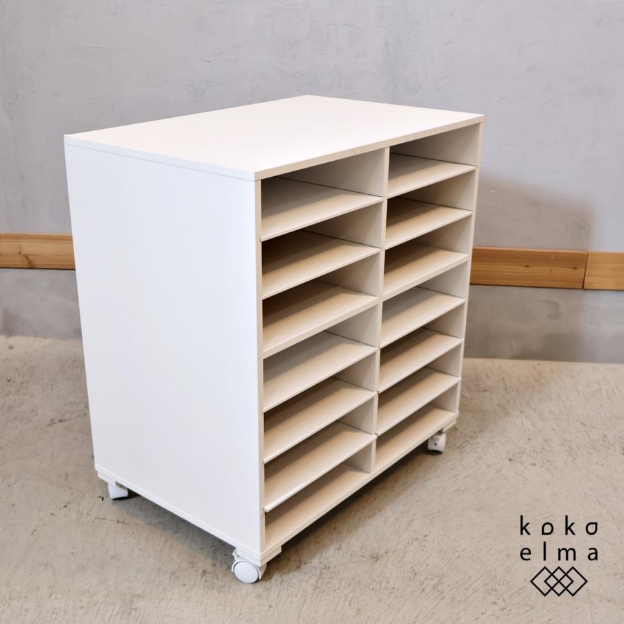 キャスター付きニット＆シャツラック 幅60cm 衣類収納 整理ワゴン 白