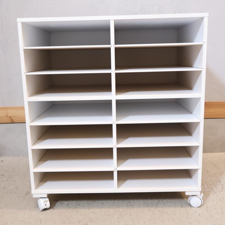 キャスター付きニット＆シャツラック 幅60cm 衣類収納 整理ワゴン 白