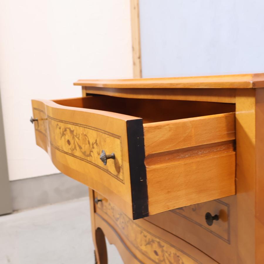 3段チェスト 象嵌細工 ヨーロピアンクラシック アンティーク調 猫脚