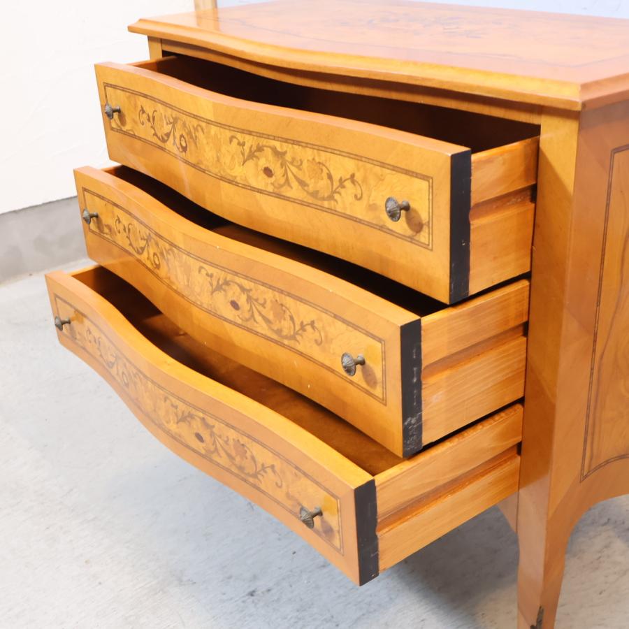 アンティーク調 3段チェスト 象嵌細工 ヨーロピアン 猫脚 コンソールチェスト 3段チェスト 象嵌細工 ヨーロピアンクラシック アンティーク調 猫脚