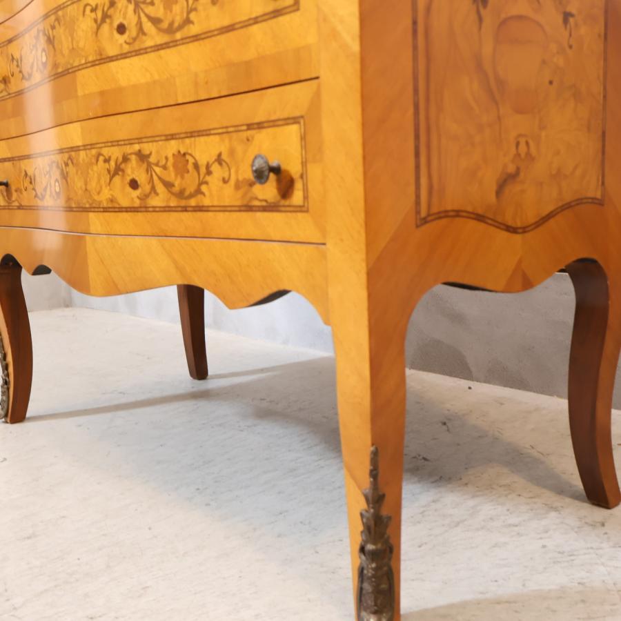 3段チェスト 象嵌細工 ヨーロピアンクラシック アンティーク調 猫脚