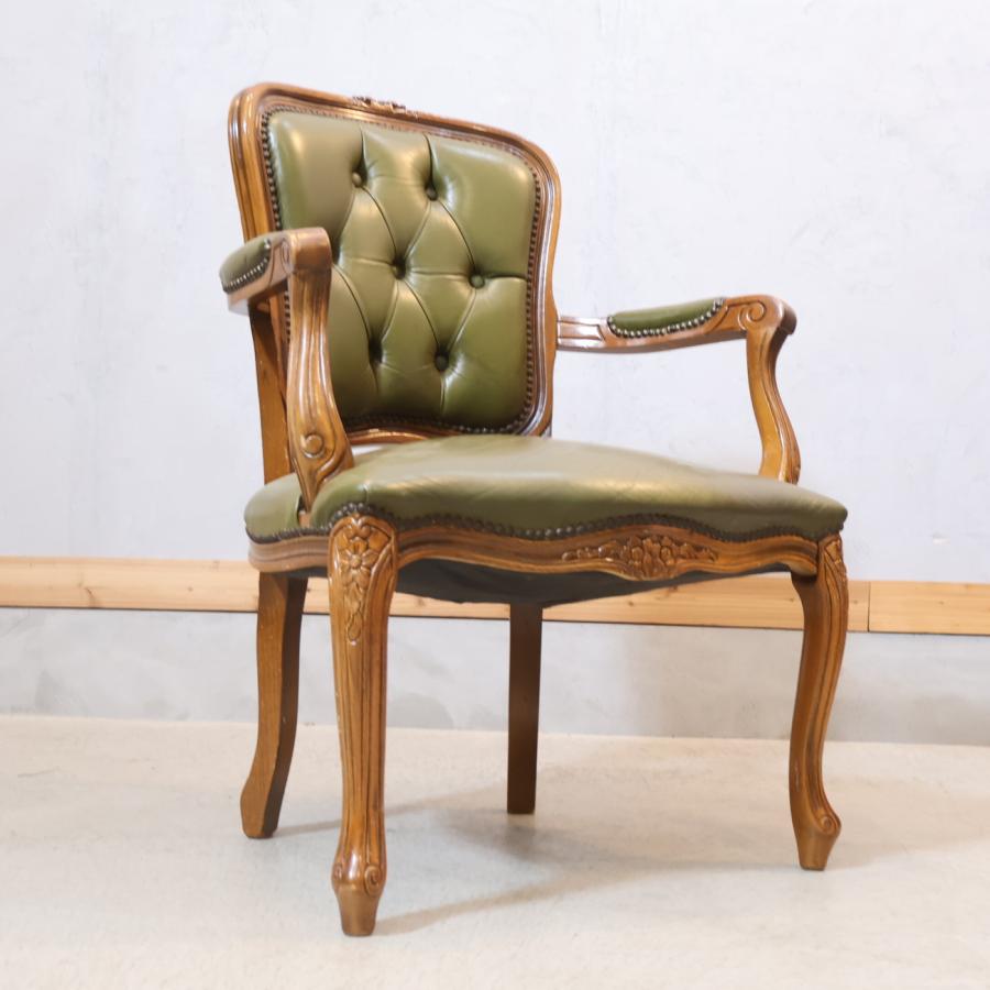 ダイニングチェア　猫脚　クラシカル　アームチェア　椅子 アームチェア サロンチェア 鋲打ち 猫脚 ダイニングチェア