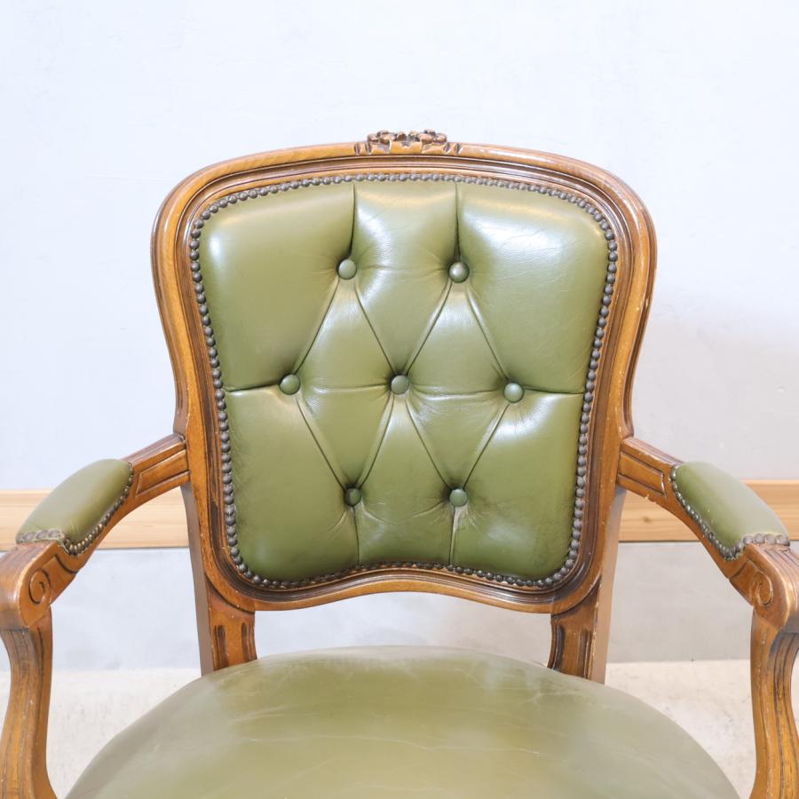 アームチェア サロンチェア 鋲打ち 猫脚 ダイニングチェア