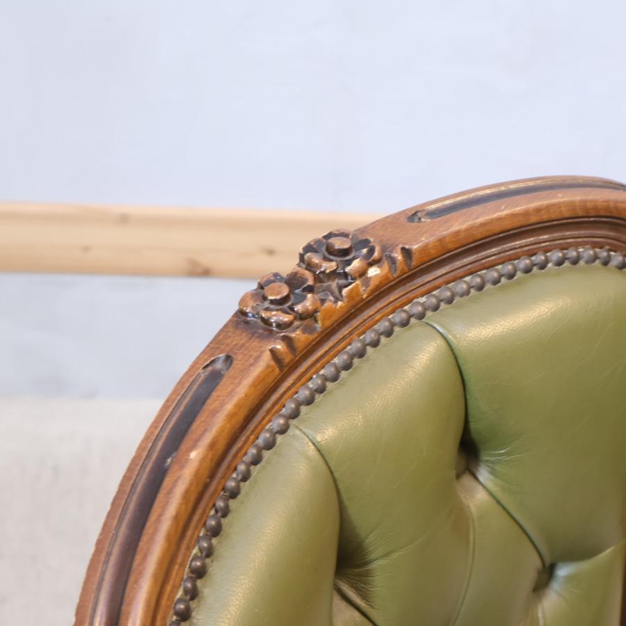 アームチェア サロンチェア 鋲打ち 猫脚 ダイニングチェア