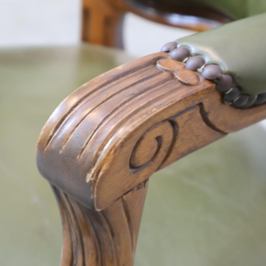 アームチェア サロンチェア 鋲打ち 猫脚 ダイニングチェア