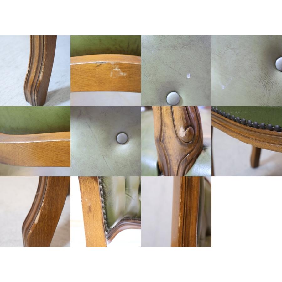 アームチェア サロンチェア 鋲打ち 猫脚 ダイニングチェア