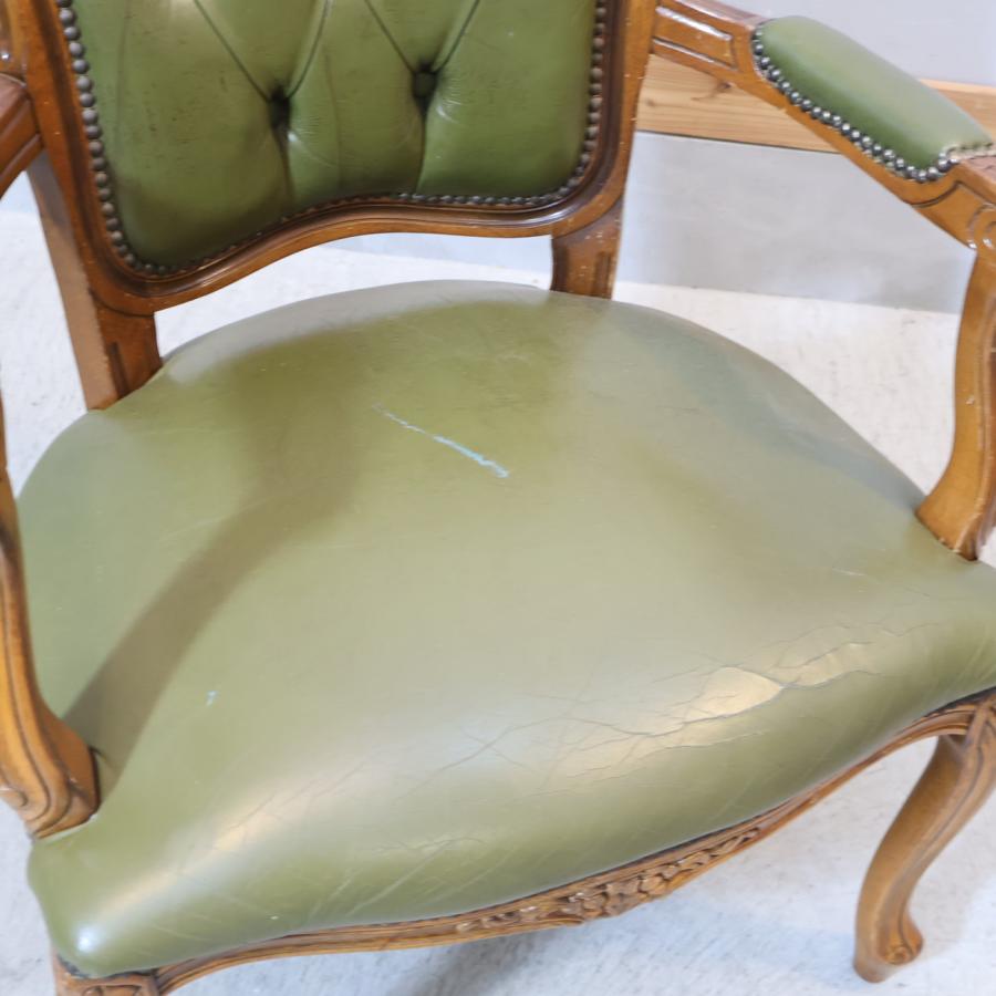 アームチェア サロンチェア 鋲打ち 猫脚 ダイニングチェア