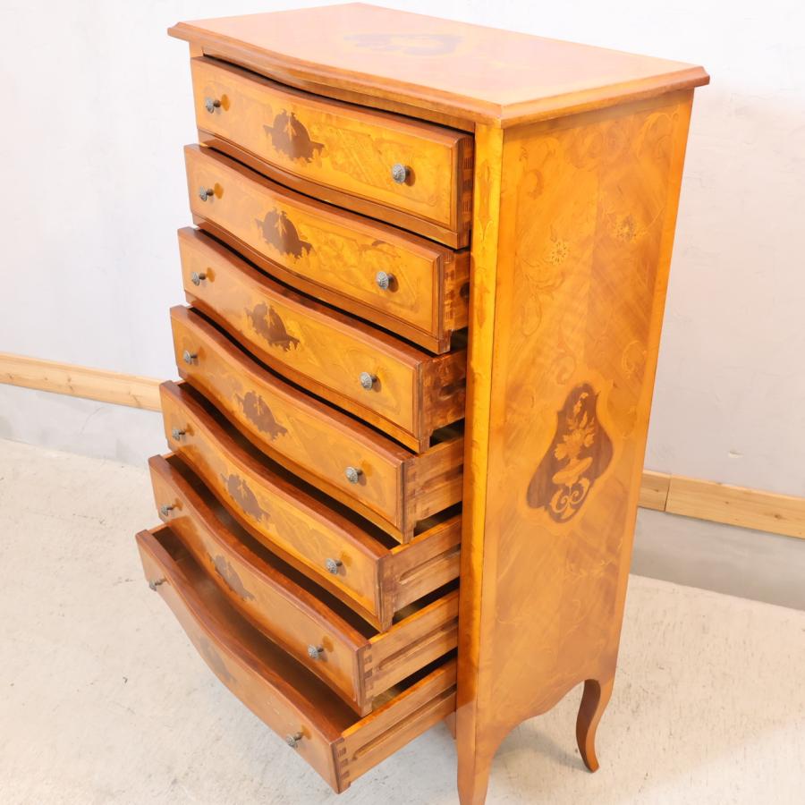 美品■イタリア最高峰■マルコーニアルテ■象嵌■7段チェスト■猫脚■伝統工芸■希少 イタリアの高級家具メーカーMARCONI ARTE(マルコーニアルテ)の7段 チェスト・タンス