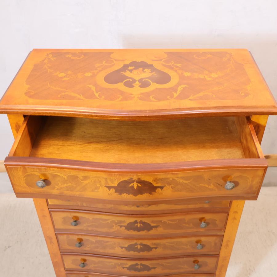 MARCONI ARTE 7段チェスト 象嵌加工 イタリア 引き出し収納 MARCONI ARTE マルコーニアルテ 7段チェスト 象嵌加工 イタリア