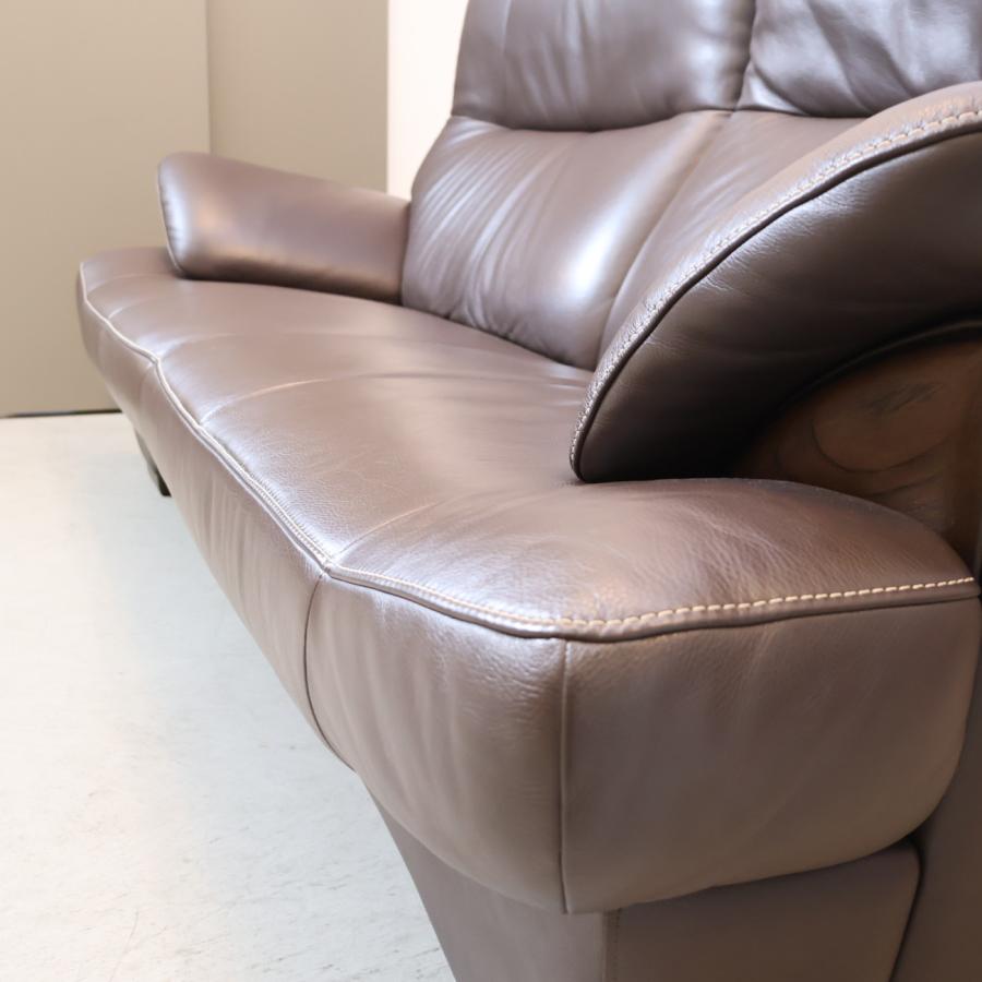 karimoku カリモク家具 ブルックス 本革 ウォールナット材 3人掛け