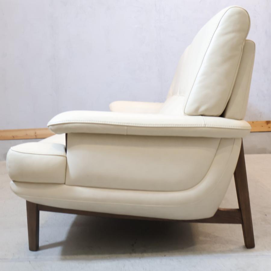 Karimoku カリモク家具 ZU25 本革張り オーク材 2.5人掛けソファ