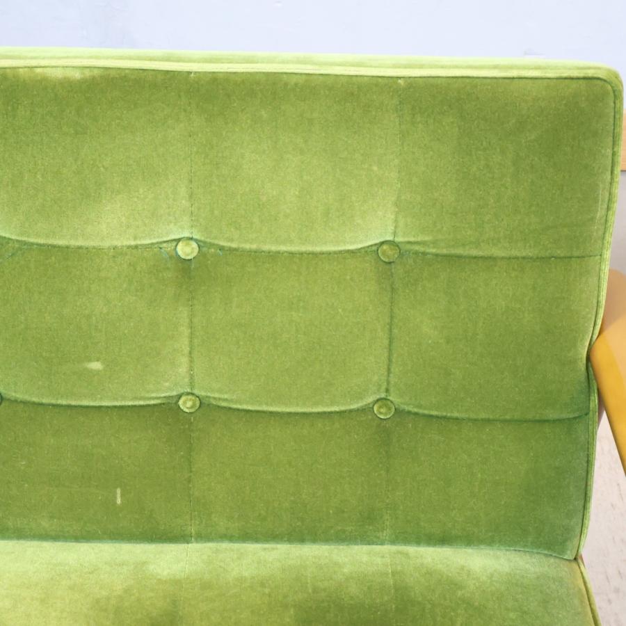 P0745 Karimoku(カリモク) レザー 2掛けソファ グリーン カリモク karimoku カリモク家具 Kチェア 2人掛け 2P 2シーター