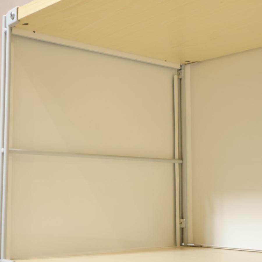 無印良品（MUJI） スチール メープル材 3段ユニットシェルフ パネル付