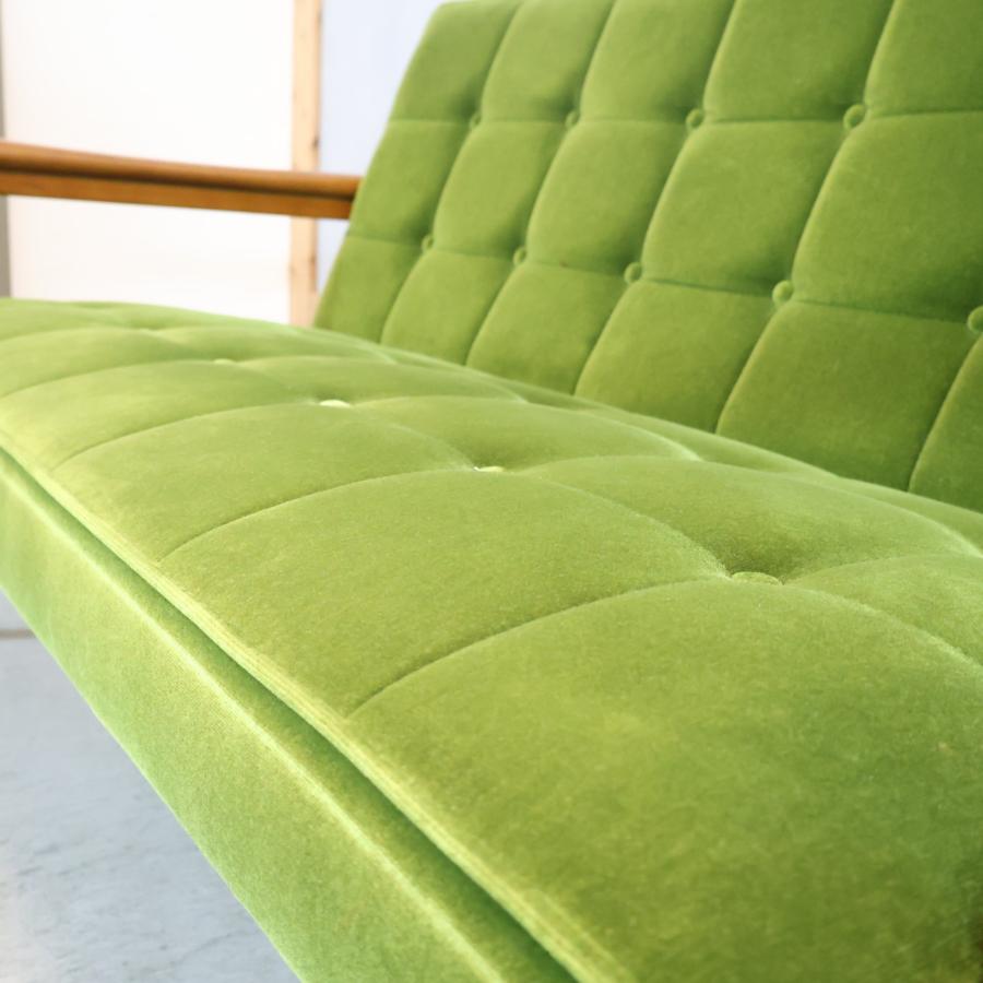 カリモク60 Karimoku モケットグリーン Kチェアー2シーター レトロ