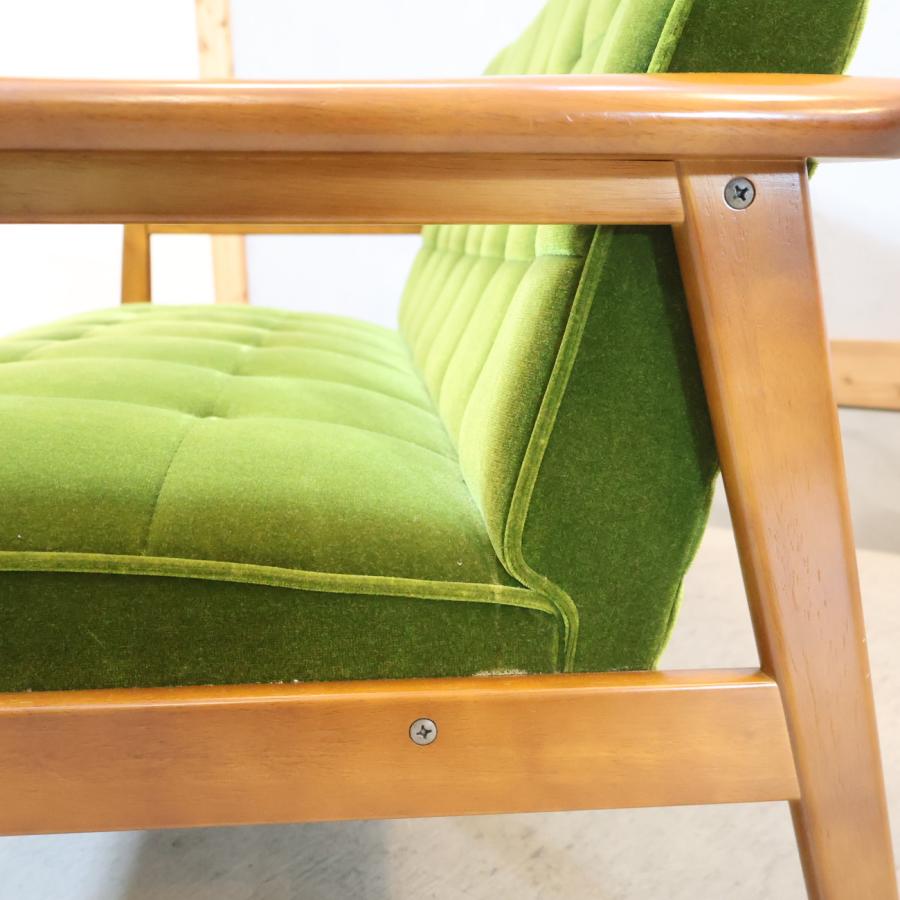 カリモク60 Karimoku モケットグリーン Kチェアー2シーター レトロ